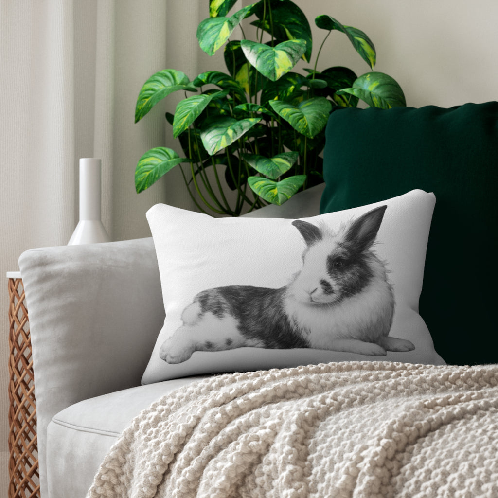 Black & White Bunny Lumbar Decorative Pillow