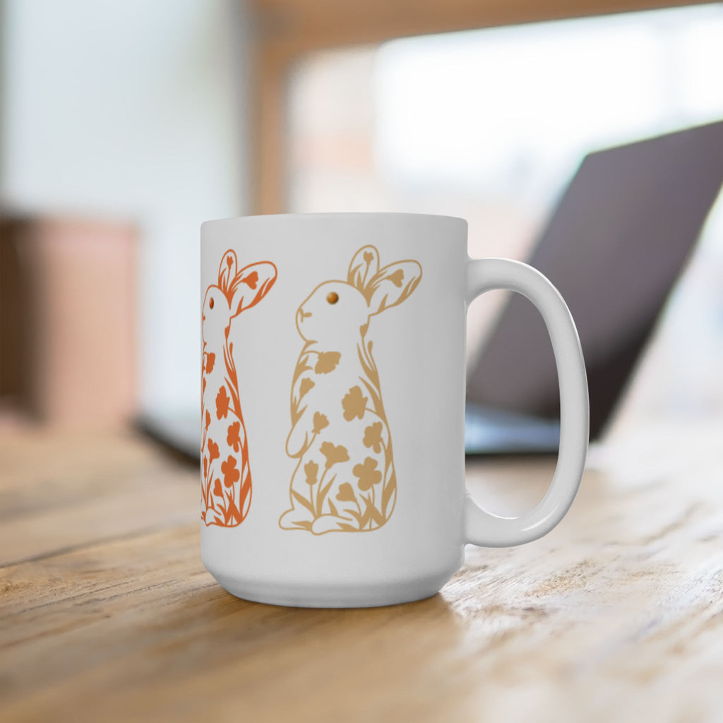 Bunny Floral Mug Ceramic Coffee Cup (11oz & 15oz)