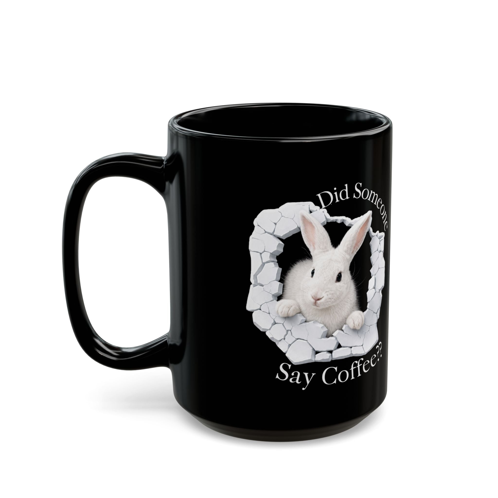 Bunny Ceramic Coffee Mug — Black 11oz & 15oz