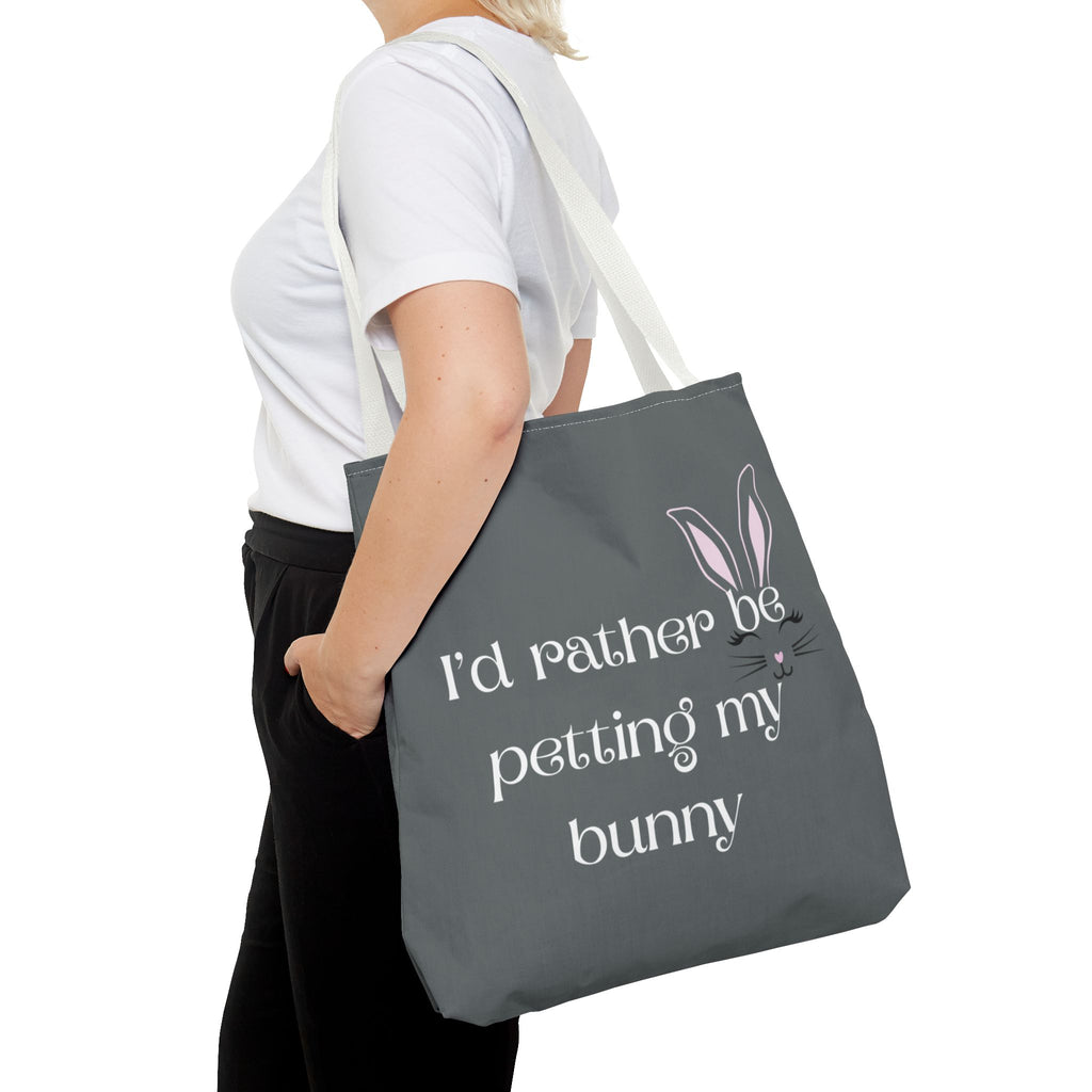 I'd Rather Be Petting My Bunny Tote Bag — Cute Bunny Canvas Tote