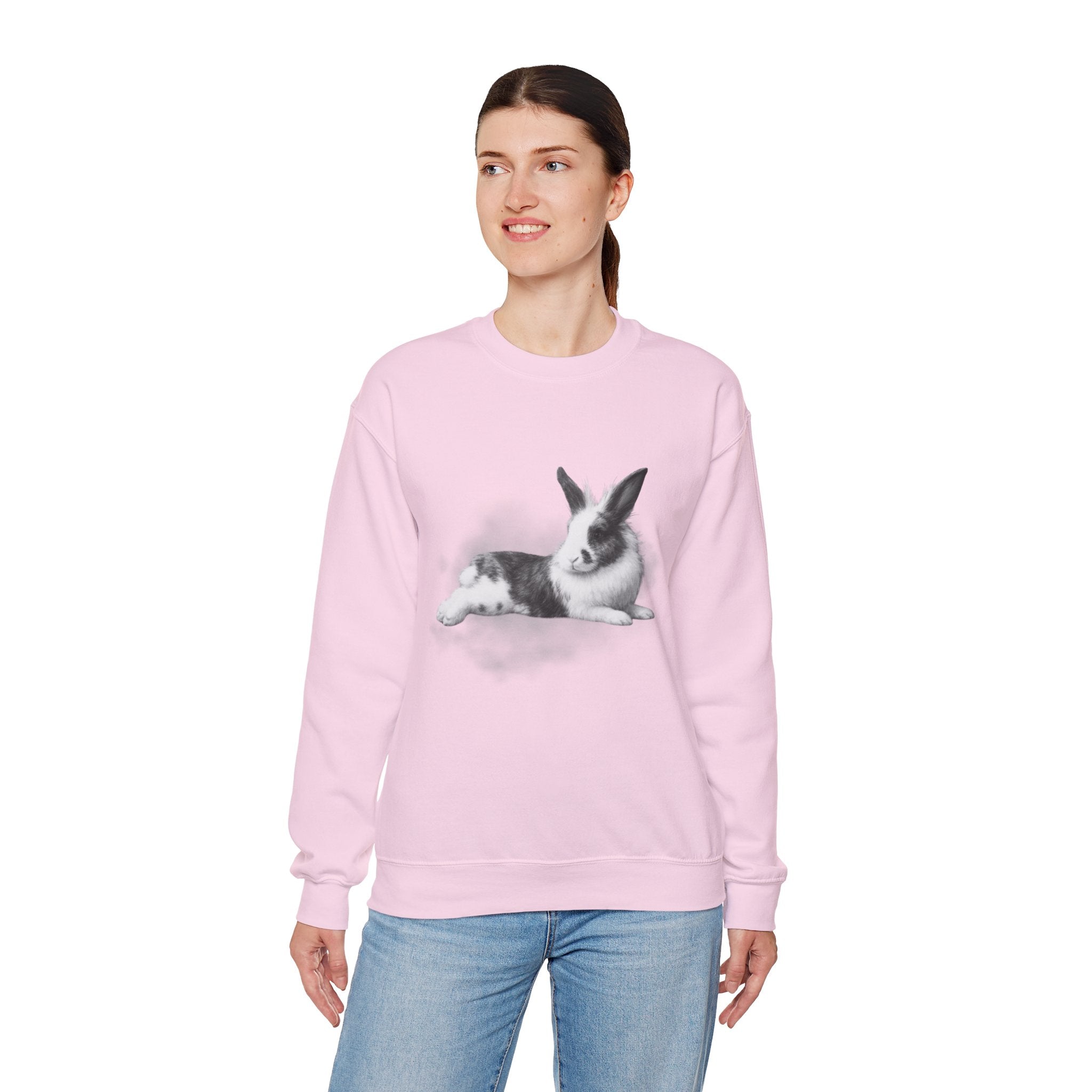 Black & White Bunny Portrait Crewneck Sweatshirt