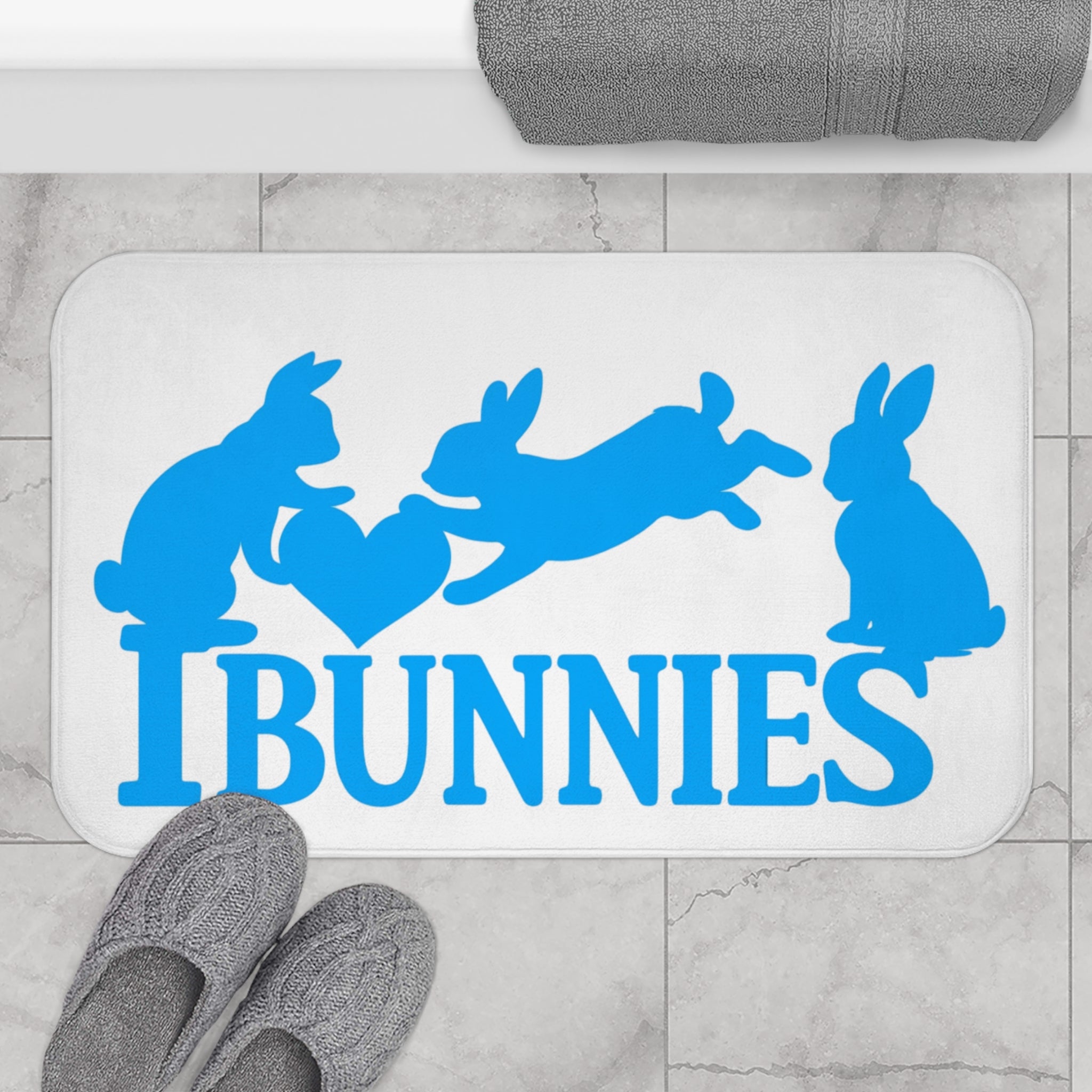 Bunny Love Bath Mat Turquoise