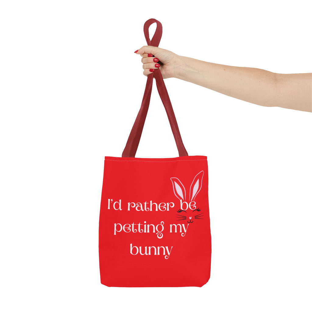 I'd Rather Be Petting My Bunny Tote Bag — Cute Bunny Canvas Tote