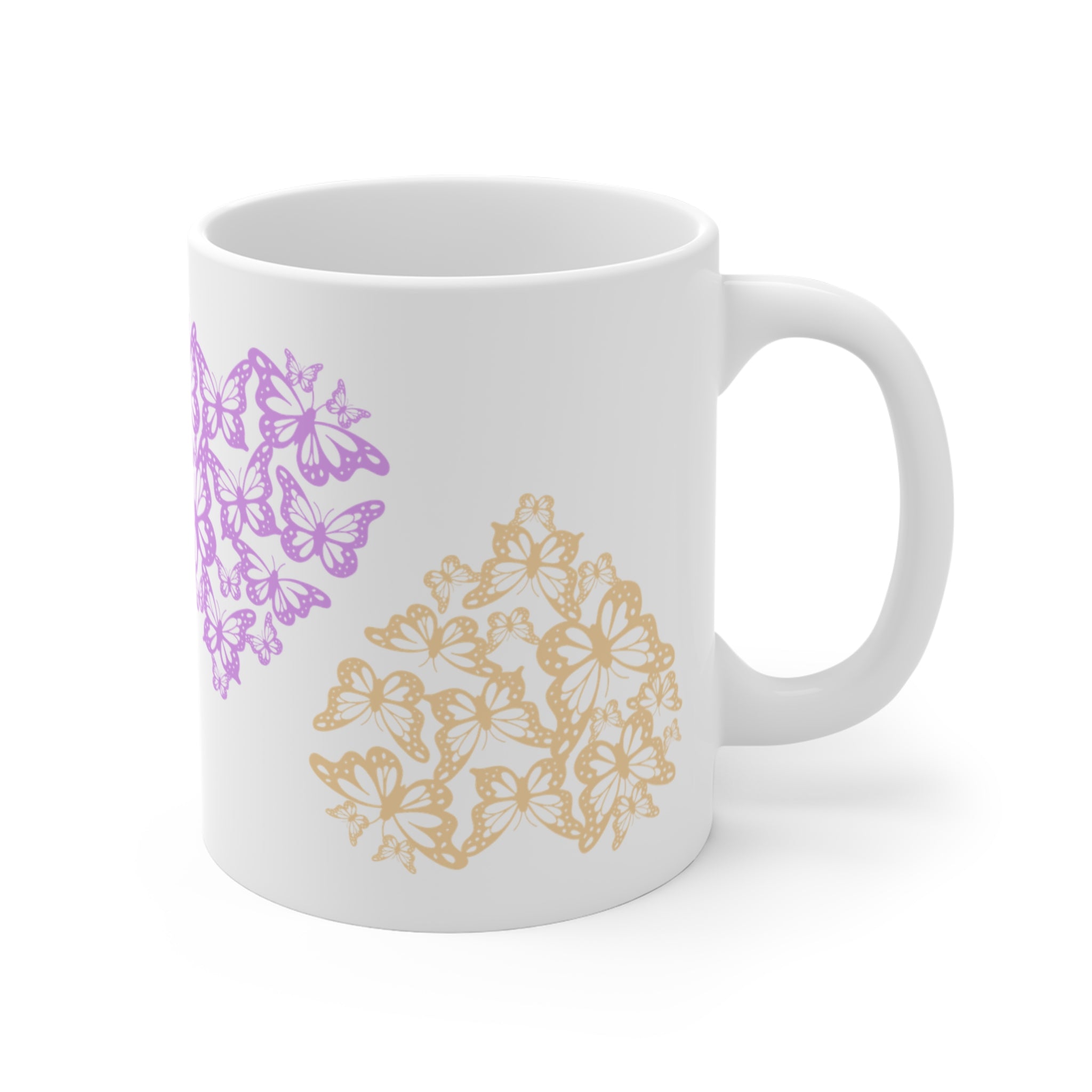 Butterfly Heart Mug — Colorful Butterfly Heart 11oz Ceramic Coffee Cup