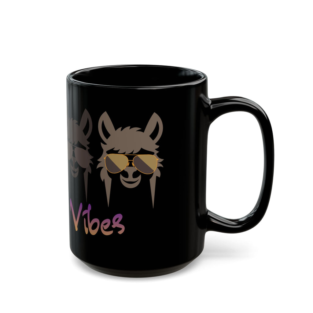 Alpaca Vibes Black Mug — 11oz & 15oz Ceramic Coffee Cup