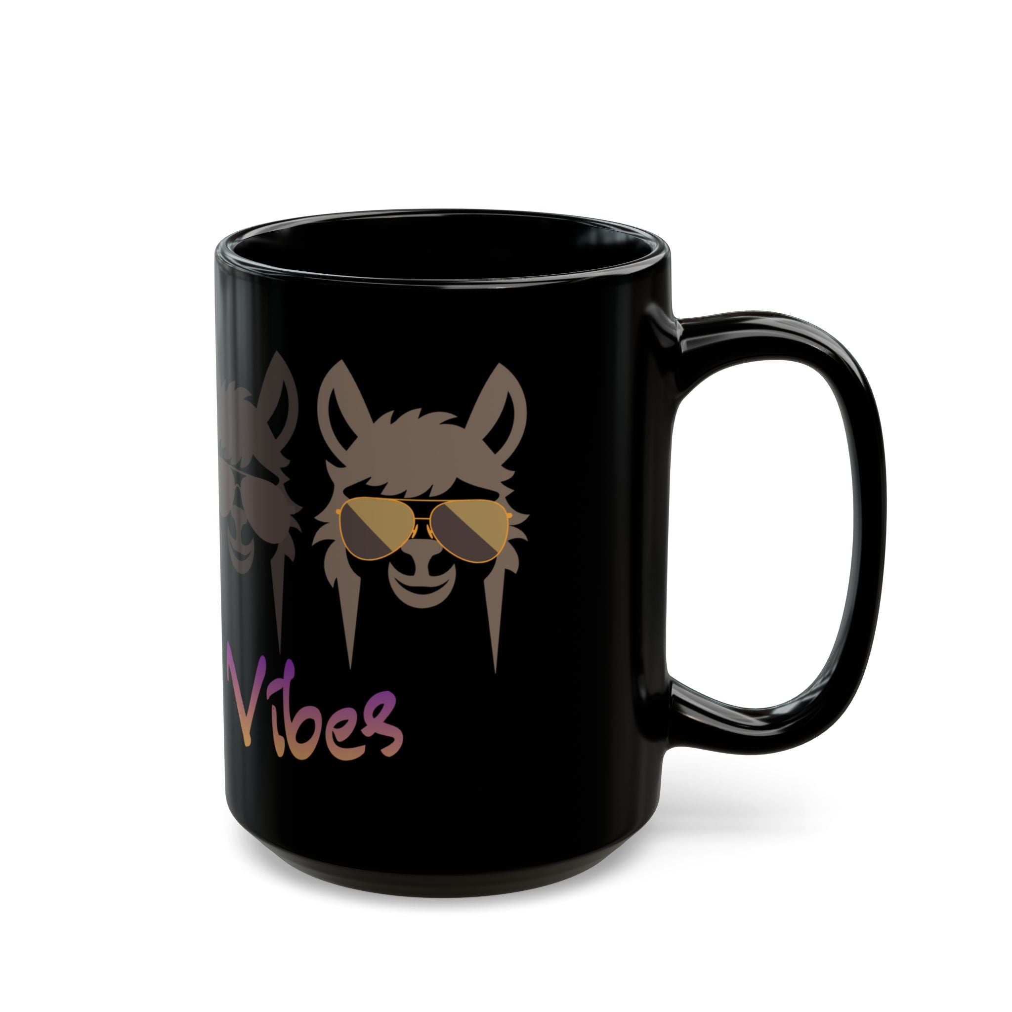 Alpaca Vibes Black Mug — 11oz & 15oz Ceramic Coffee Cup