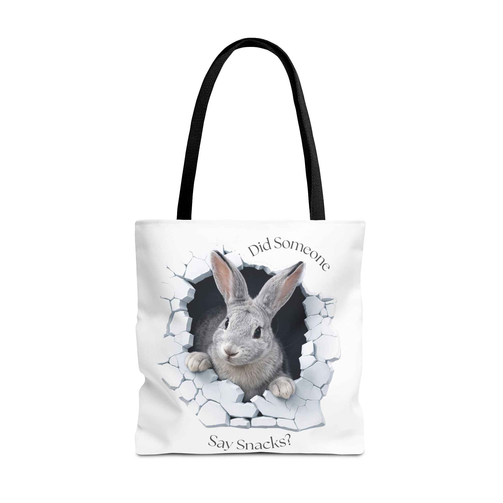 Bunny Peeking Tote Bag — "Did Someone Say Snacks?"