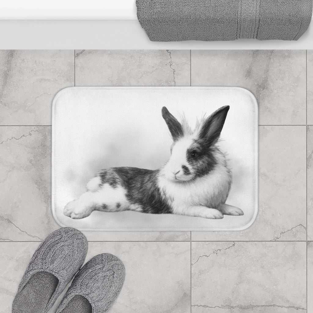 Vintage Black & White Bunny Bath Mat