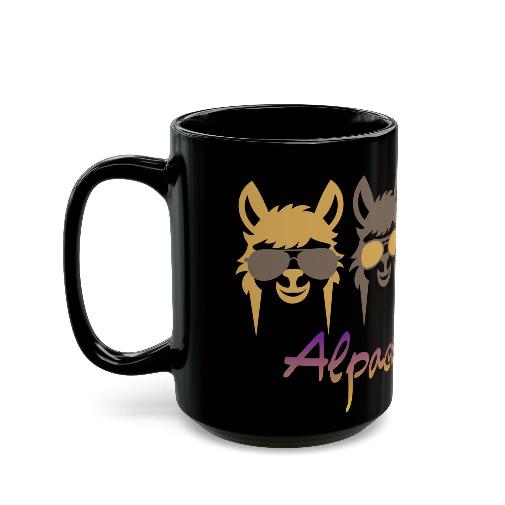 Alpaca Vibes Black Mug — 11oz & 15oz Ceramic Coffee Cup