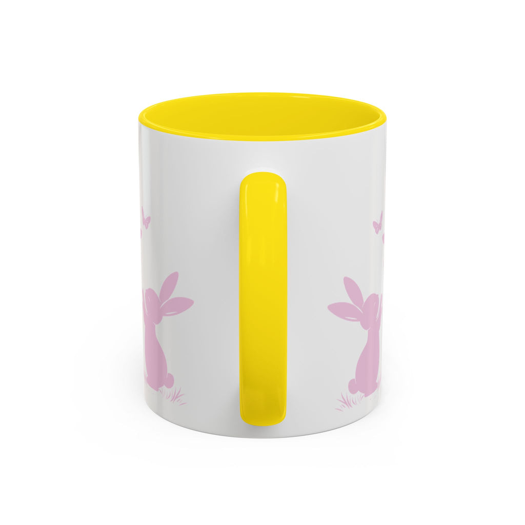 Bunny & Butterfly Accent Coffee Mug — Cute Spring Ceramic Mug (11/15oz), Cute Coffee Mug