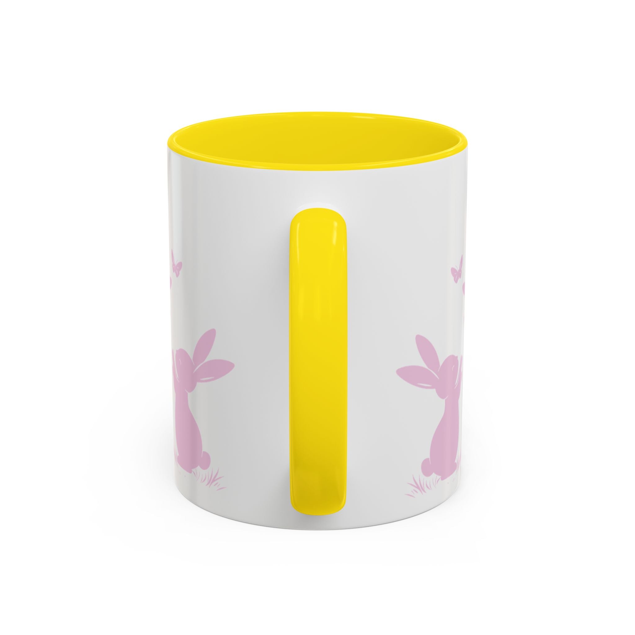 Bunny & Butterfly Accent Coffee Mug — Cute Spring Ceramic Mug (11/15oz), Cute Coffee Mug
