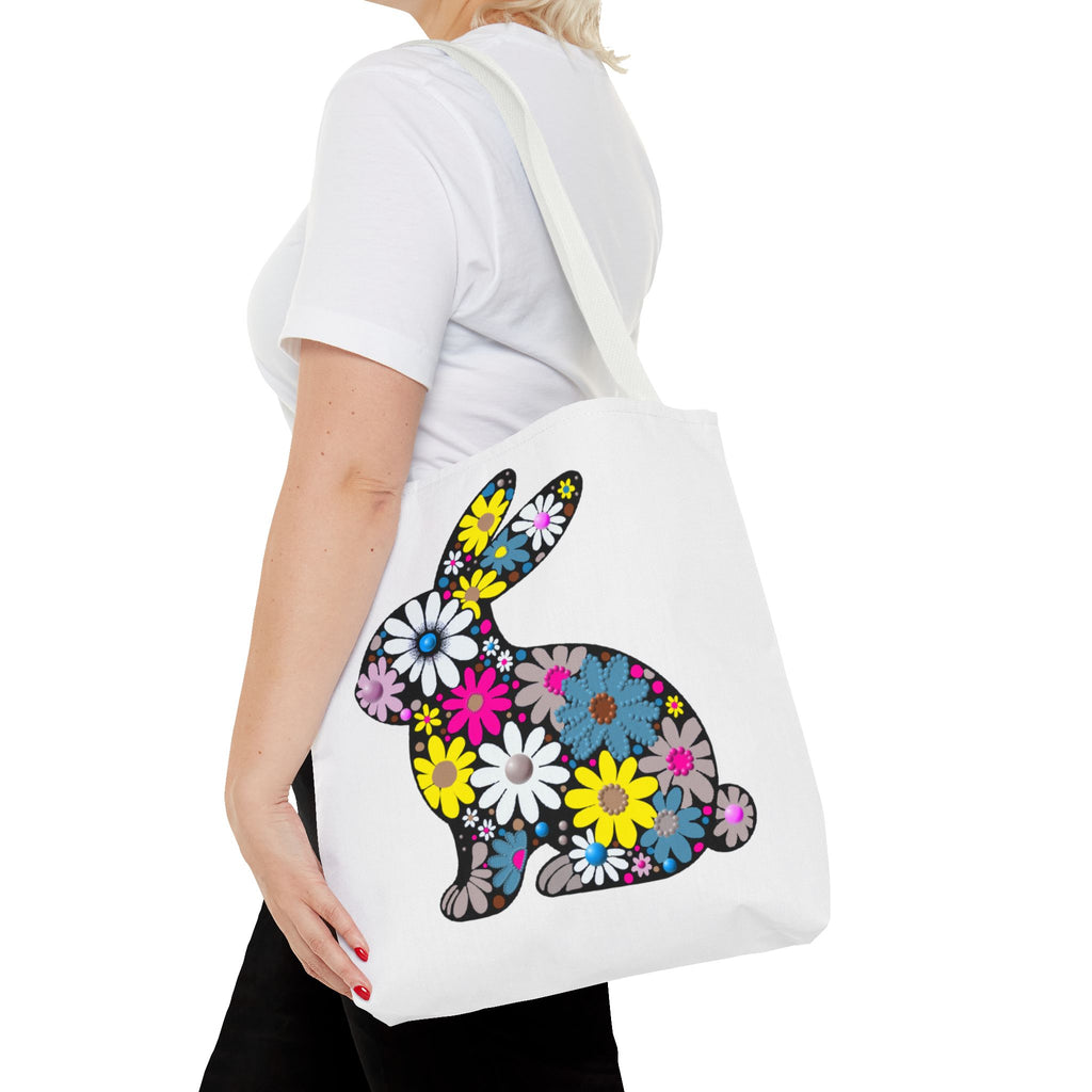Floral Bunny Tote Bag — Eco-Friendly Spring Shopping Tote