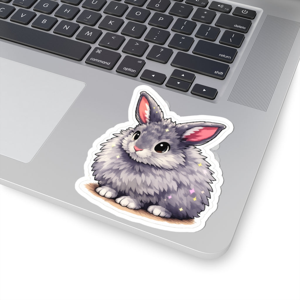 Fluffy Gray Bunny Kiss-Cut Sticker