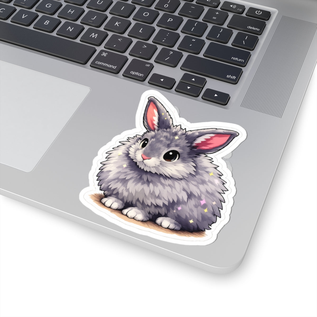 Fluffy Gray Bunny Kiss-Cut Sticker