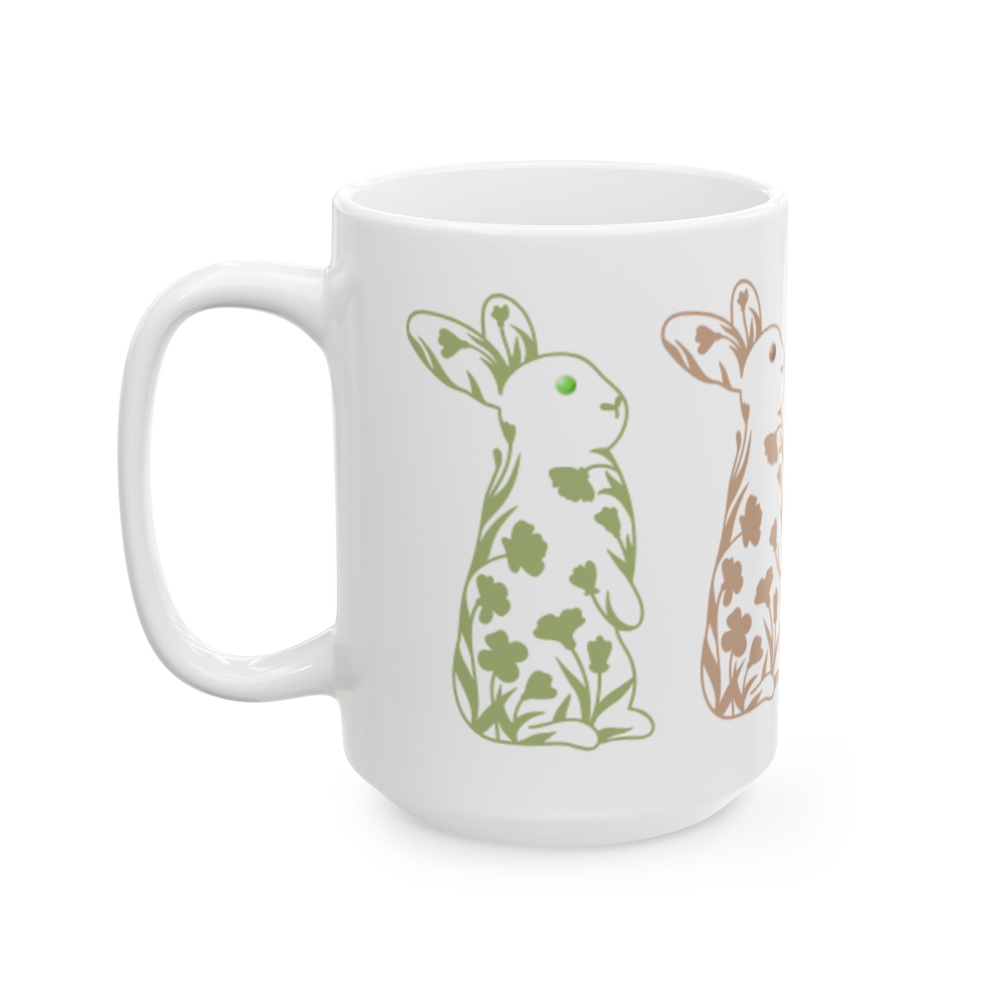 Bunny Floral Mug Ceramic Coffee Cup (11oz & 15oz)