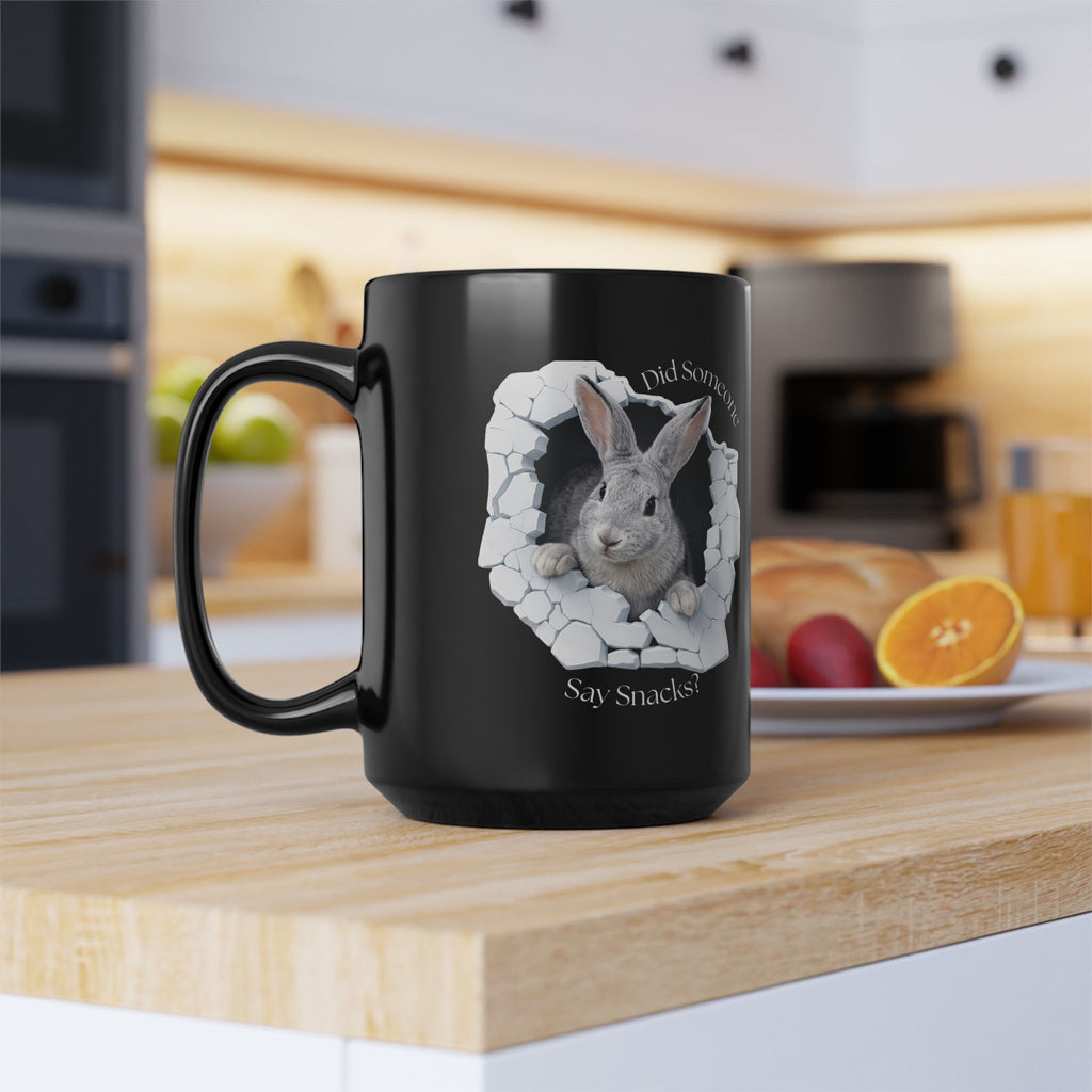 Bunny design 15oz Black Ceramic Mug