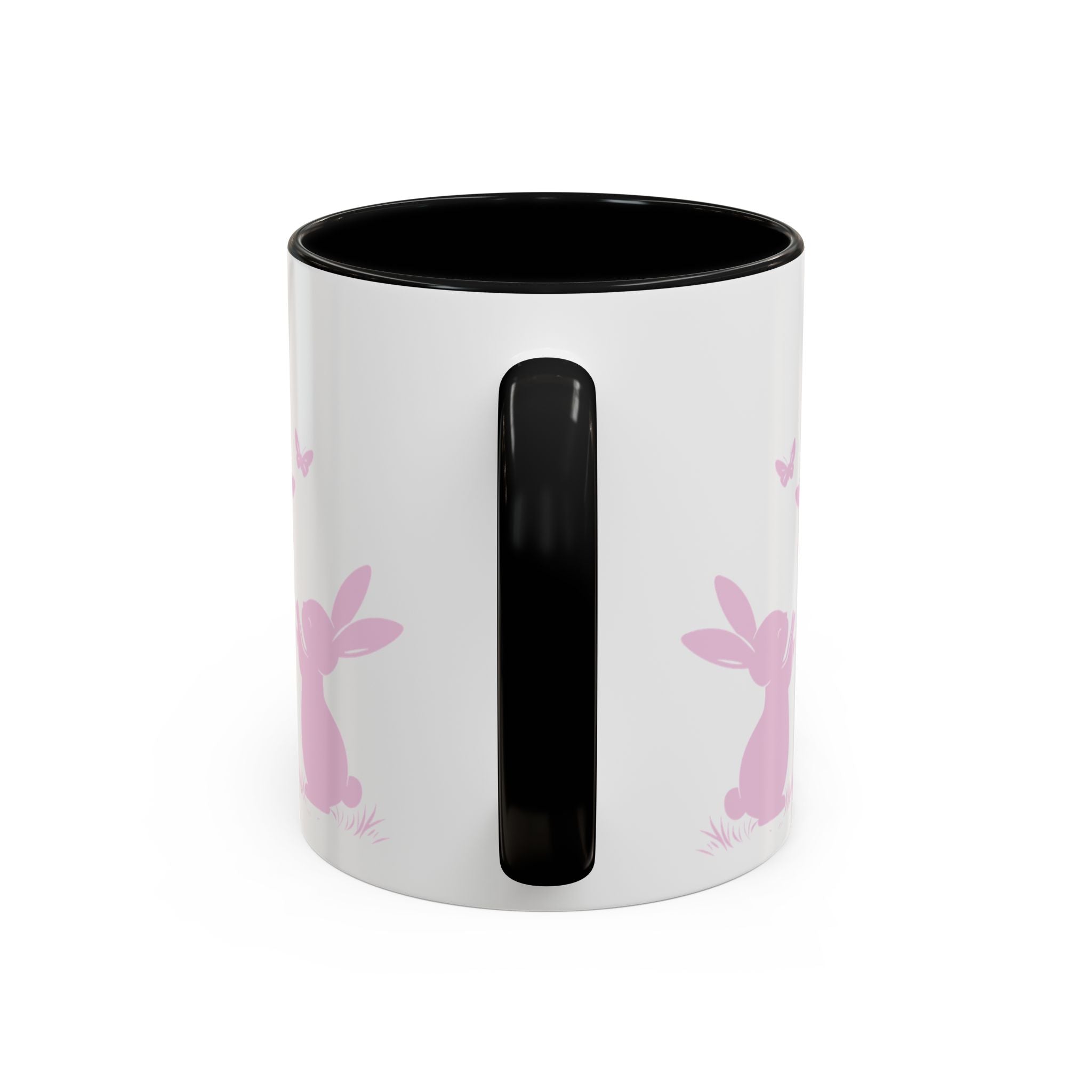 Bunny & Butterfly Accent Coffee Mug — Cute Spring Ceramic Mug (11/15oz), Cute Coffee Mug