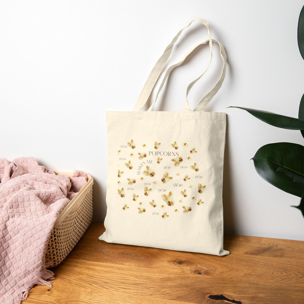 "Popcorn" Bunny Canvas Tote Bag