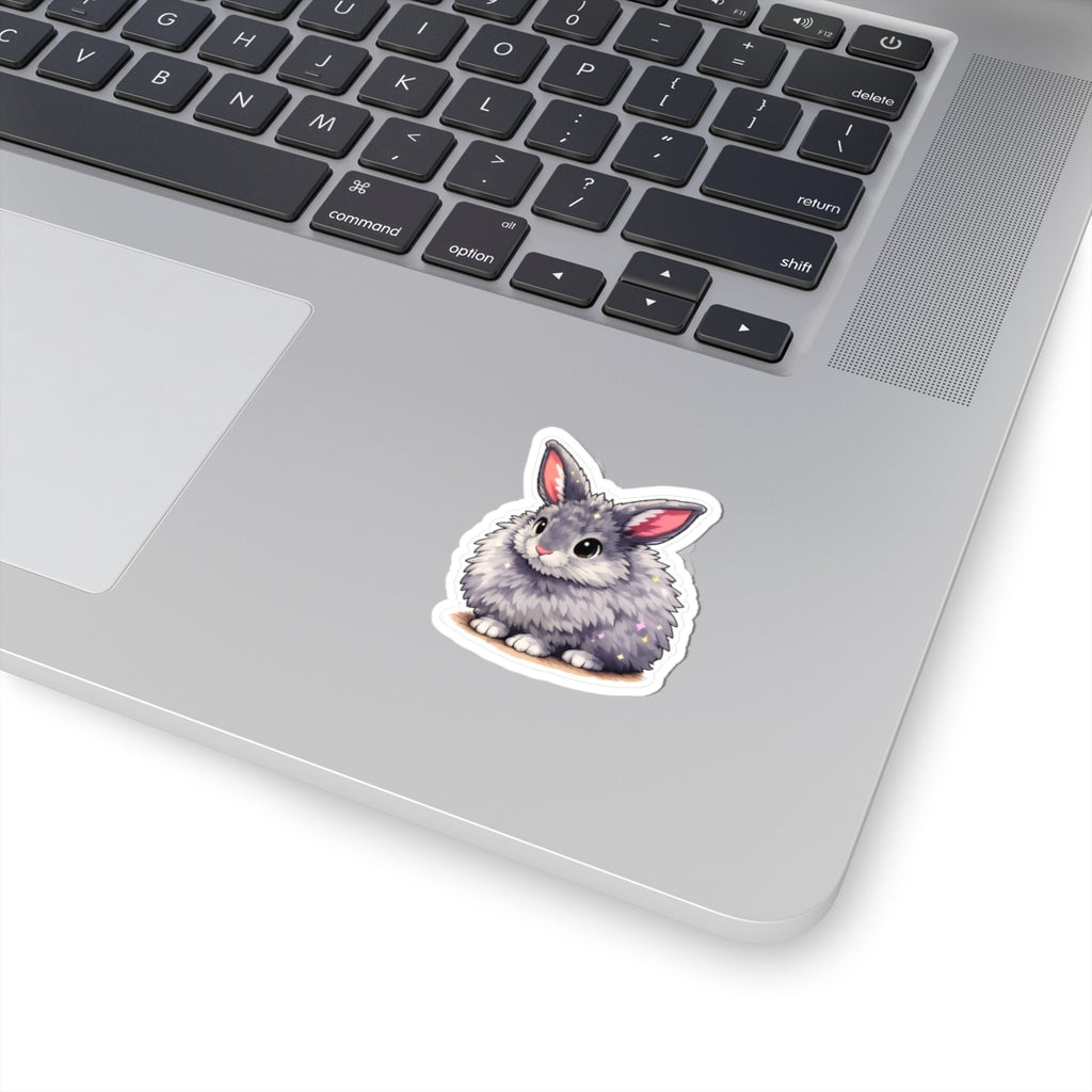 Fluffy Gray Bunny Kiss-Cut Sticker