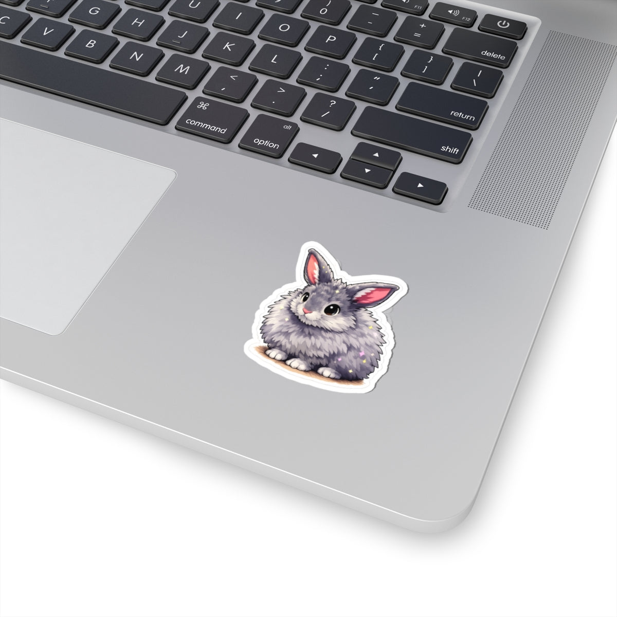 Fluffy Gray Bunny Kiss-Cut Sticker