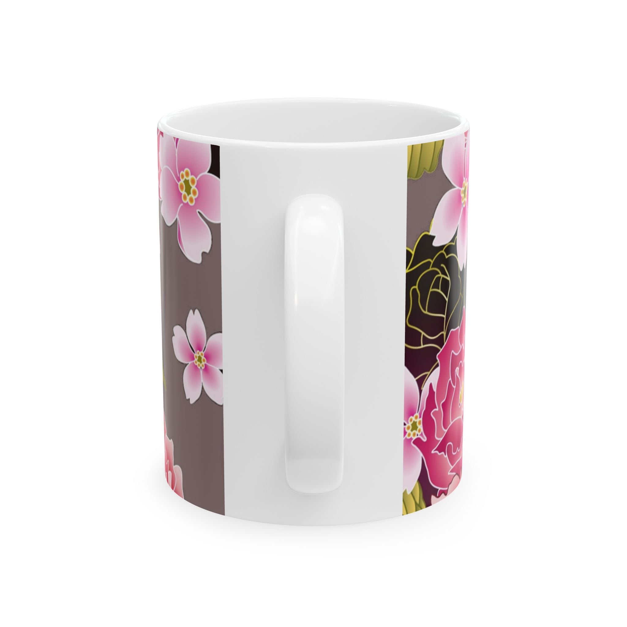 Floral Ceramic Mug — Elegant Flower Pattern Coffee Cup (11oz & 15oz)