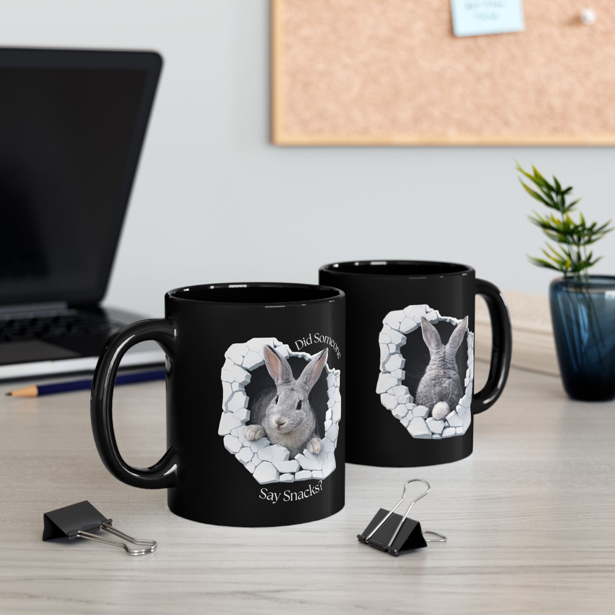 Bunny Peek Black Coffee Mug — 11oz & 15oz
