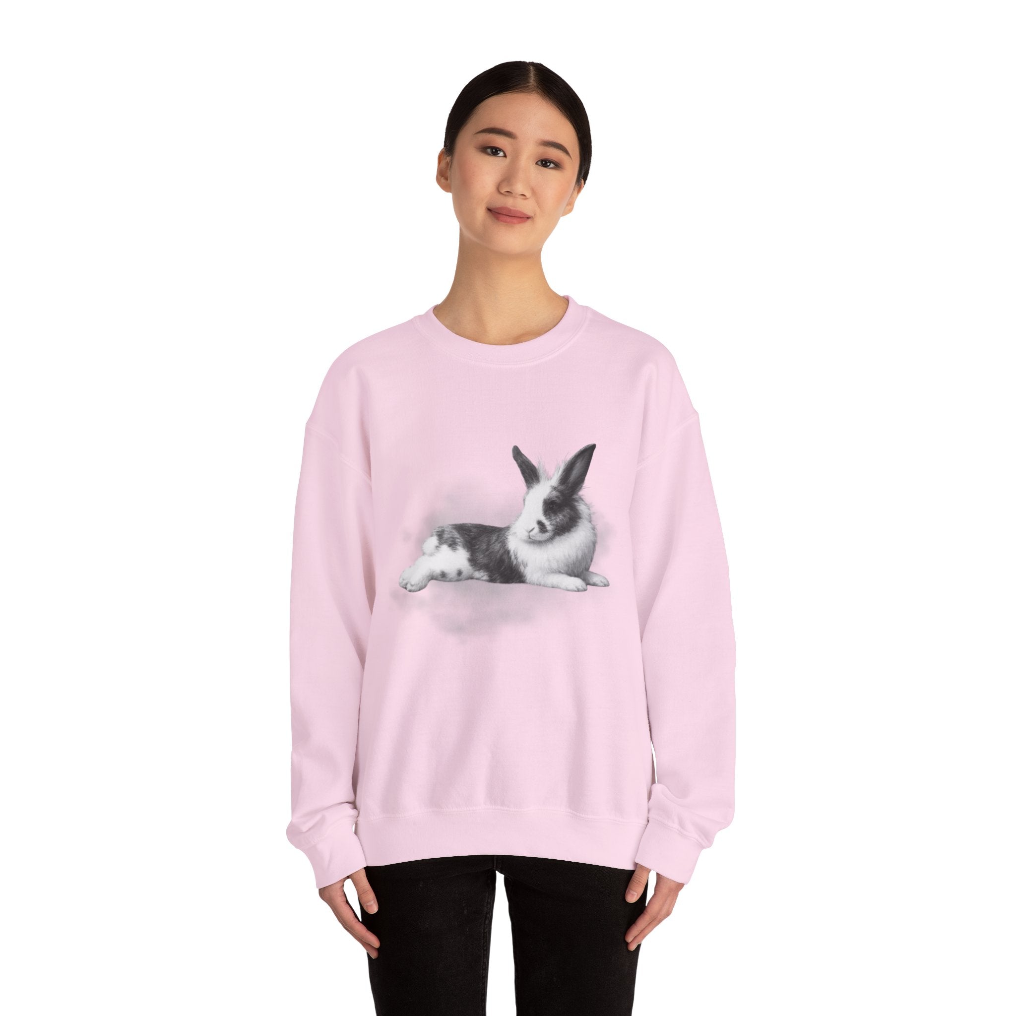 Black & White Bunny Portrait Crewneck Sweatshirt