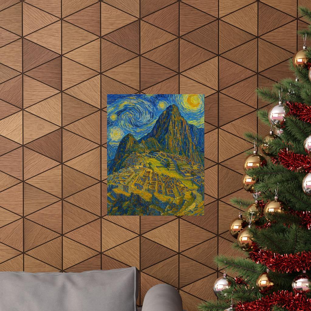 Machu Picchu Vertical Poster — Watercolor Matte Wall Art Print