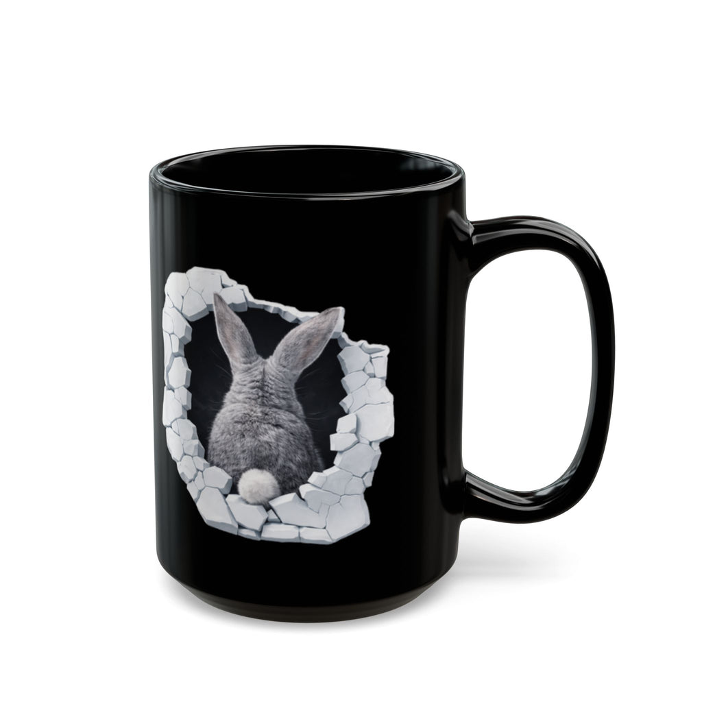 Bunny Peek Black Coffee Mug — 11oz & 15oz