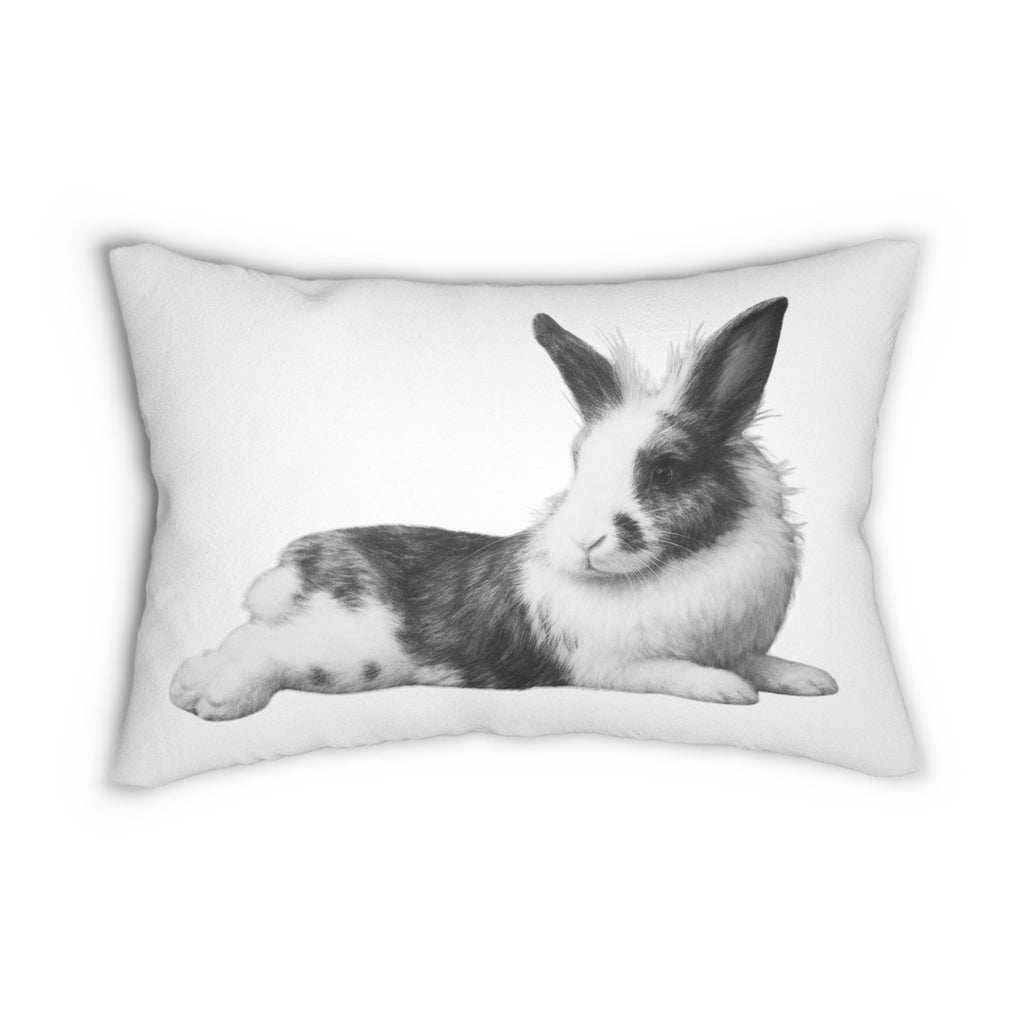 Black & White Bunny Lumbar Decorative Pillow
