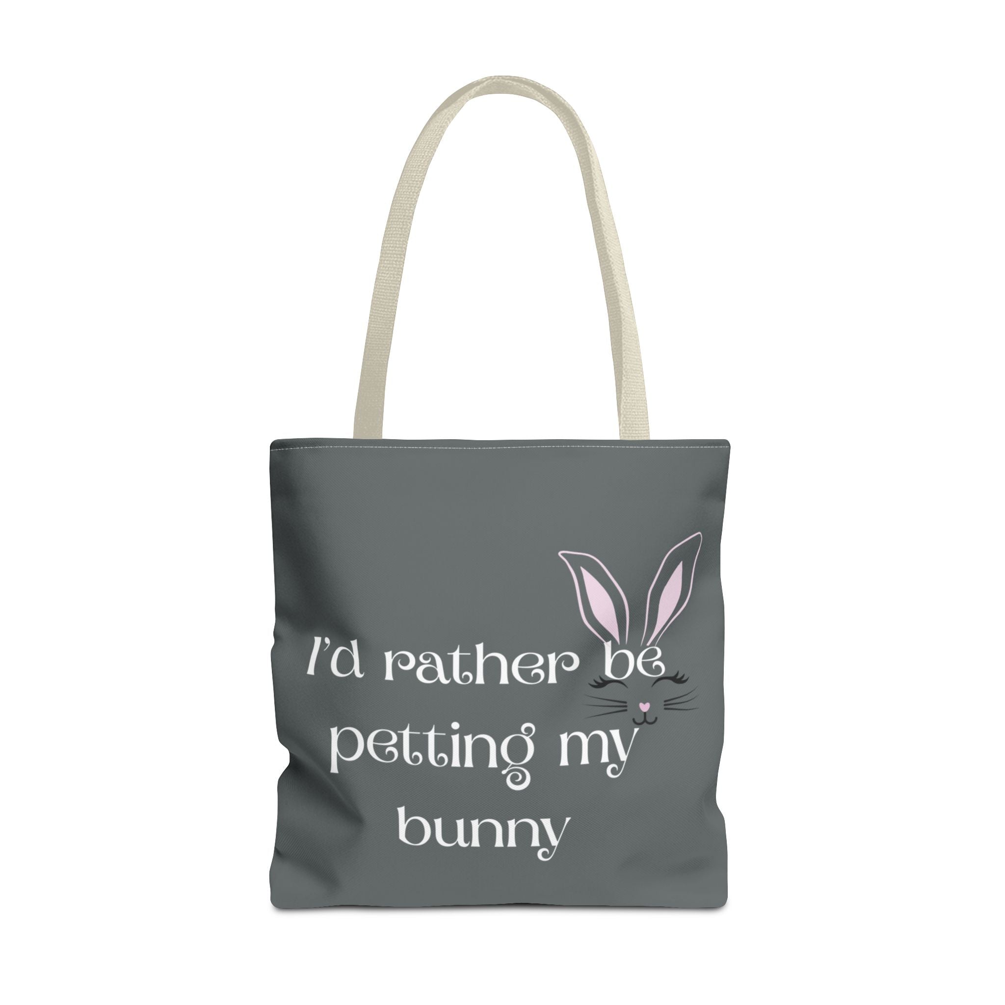 I'd Rather Be Petting My Bunny Tote Bag — Cute Bunny Canvas Tote