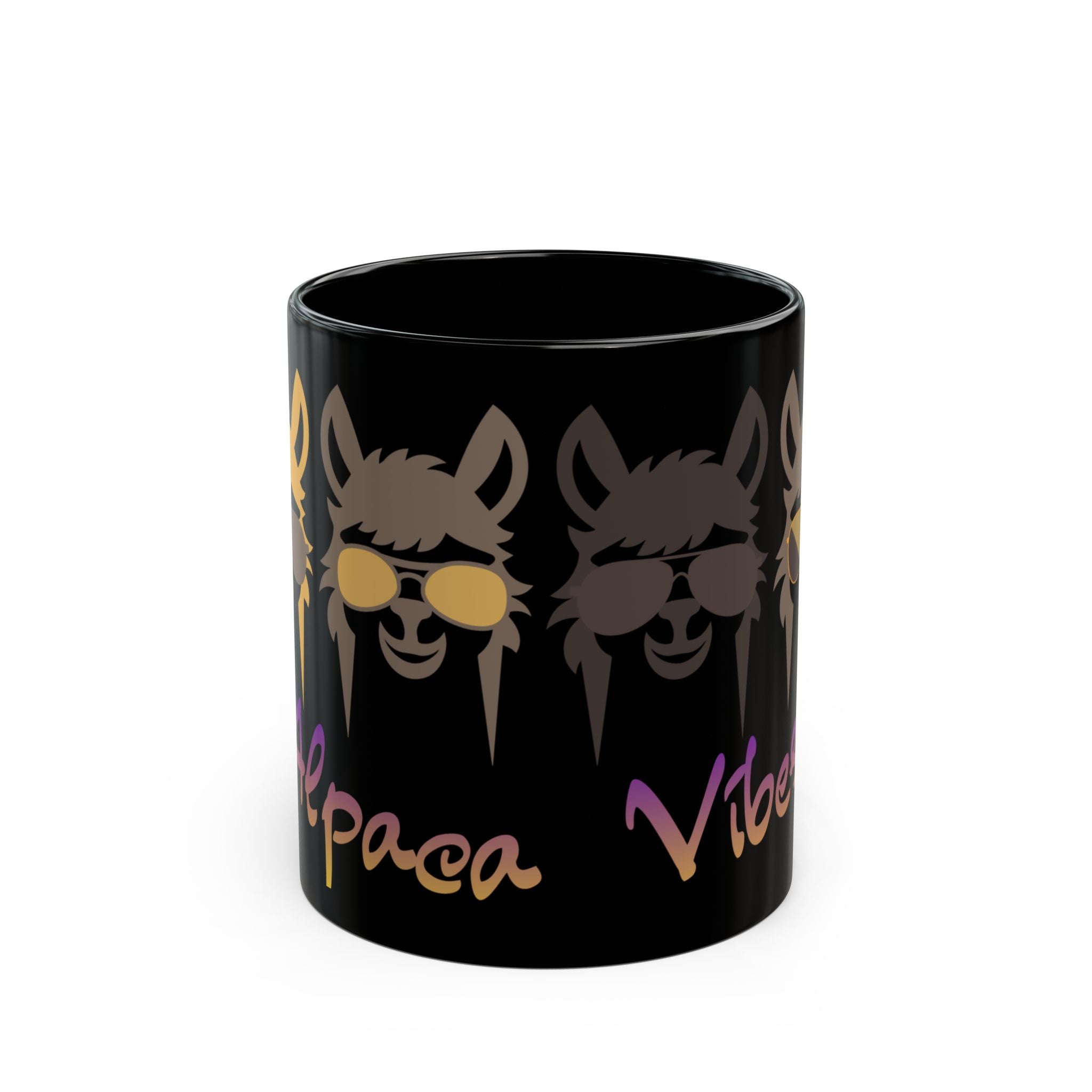 Alpaca Vibes Black Mug — 11oz & 15oz Ceramic Coffee Cup
