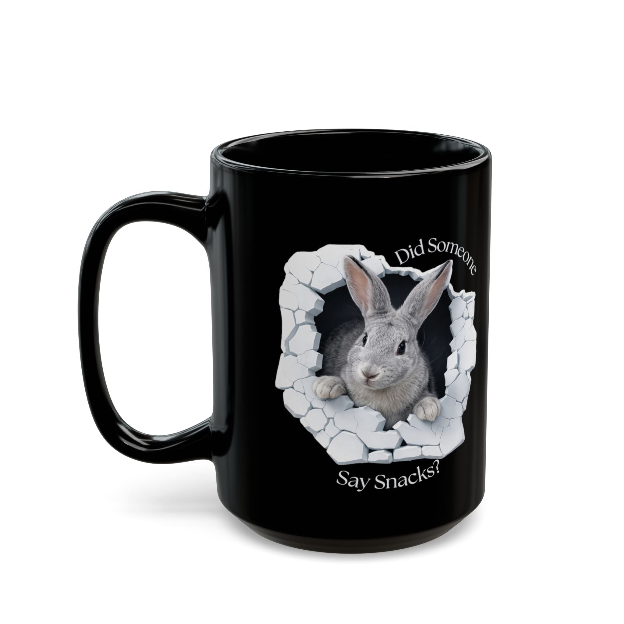 Bunny Peek Black Coffee Mug — 11oz & 15oz