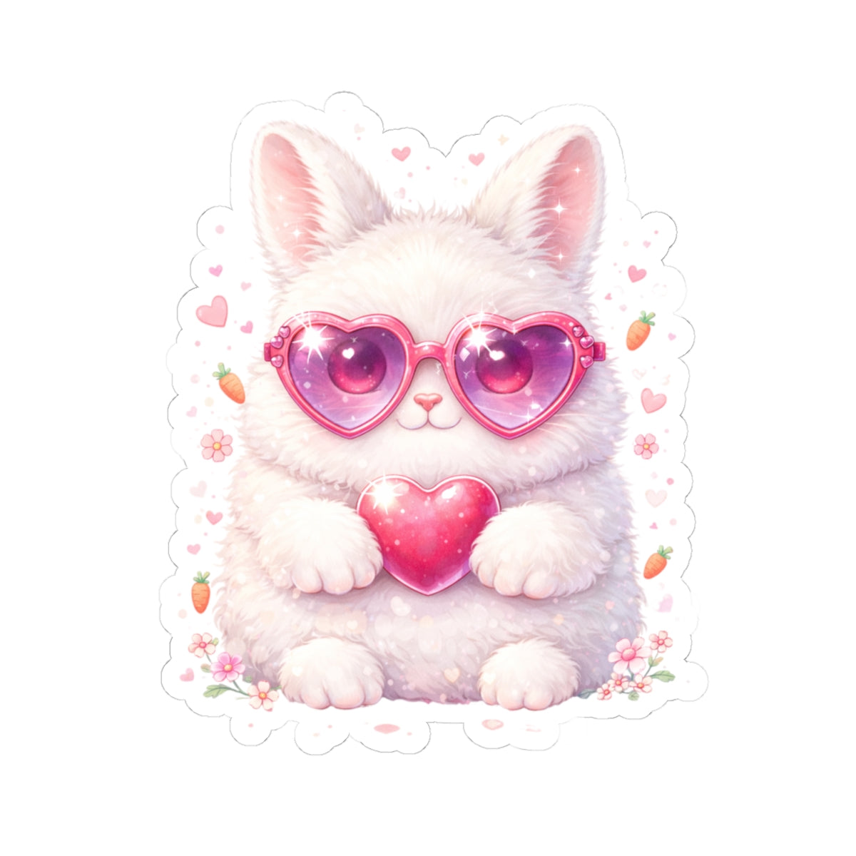 Cute Lovely Bunny Kiss-Cut Sticker