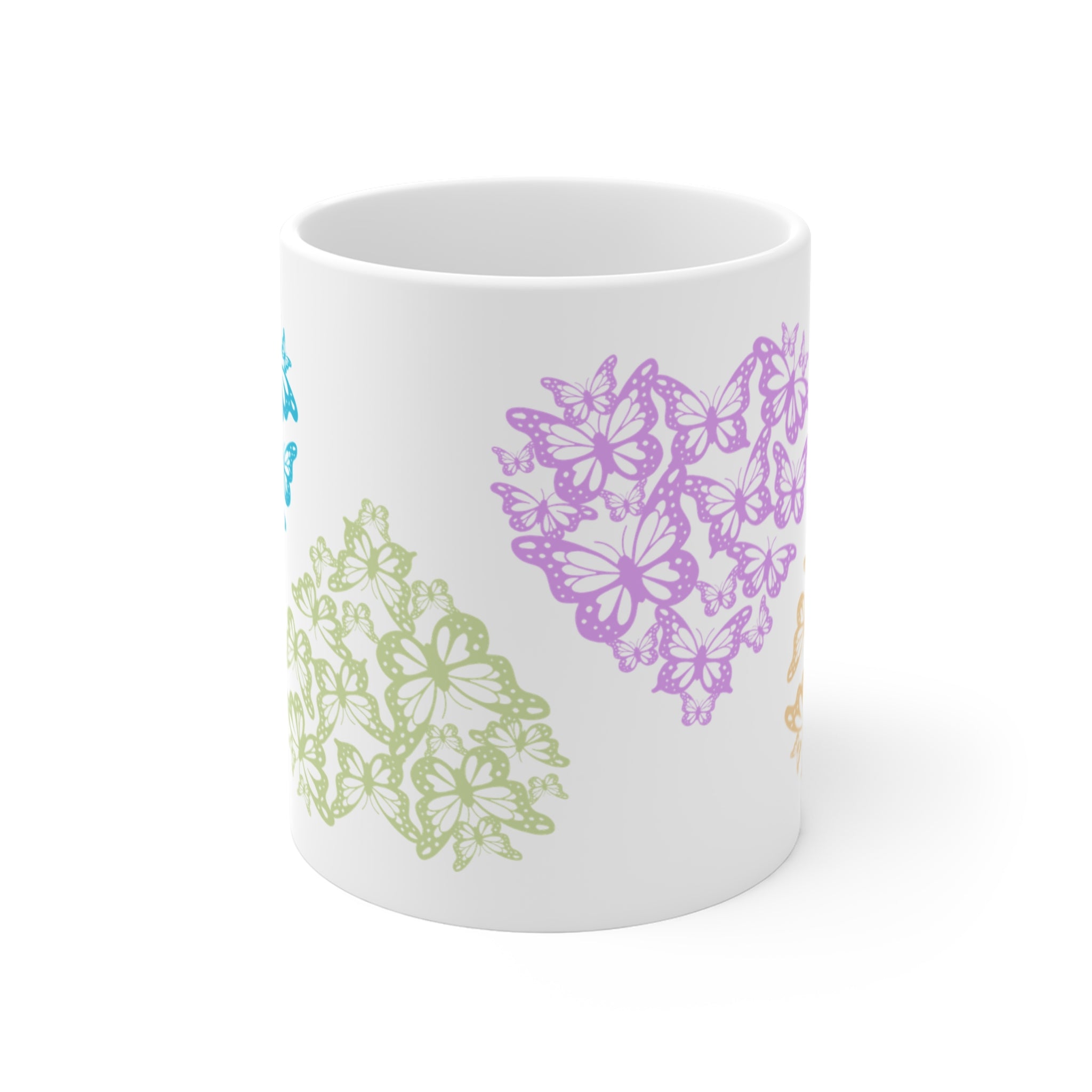 Butterfly Heart Mug — Colorful Butterfly Heart 11oz Ceramic Coffee Cup
