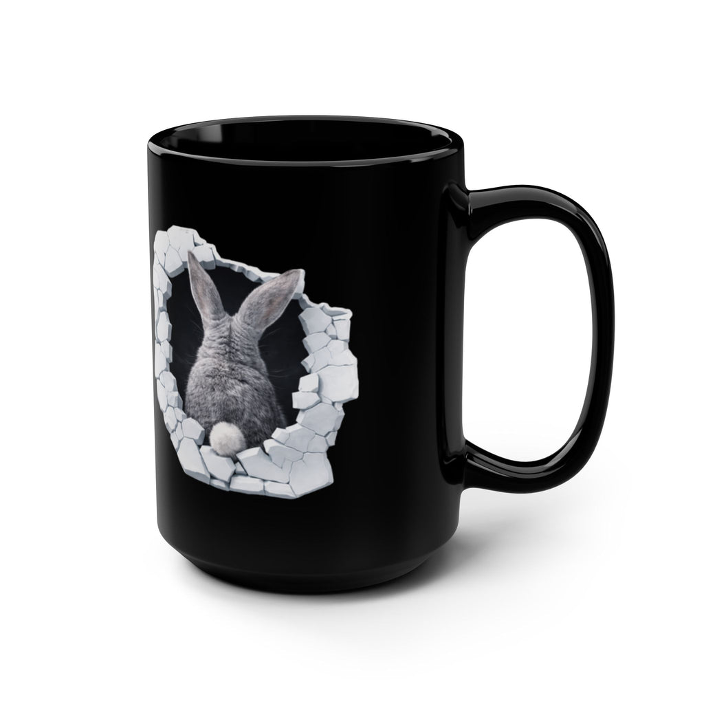 Bunny design 15oz Black Ceramic Mug