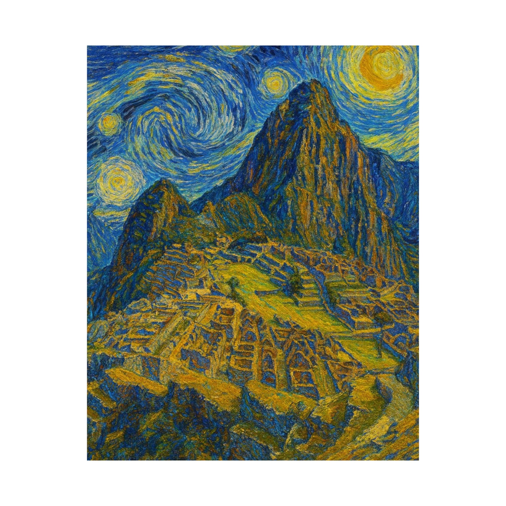 Machu Picchu Vertical Poster — Watercolor Matte Wall Art Print