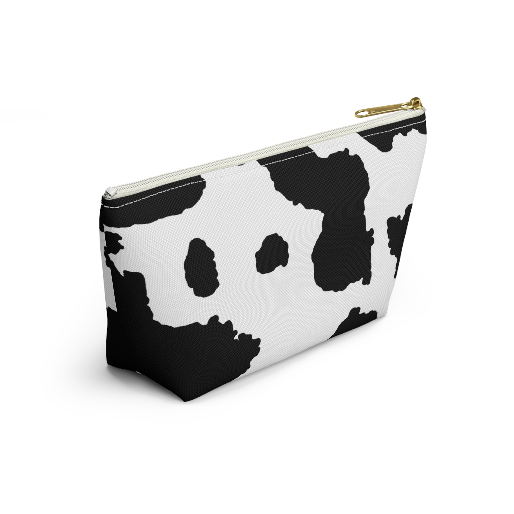Black & White  Print T‑Bottom Cosmetic Bag  Accessory Pouch
