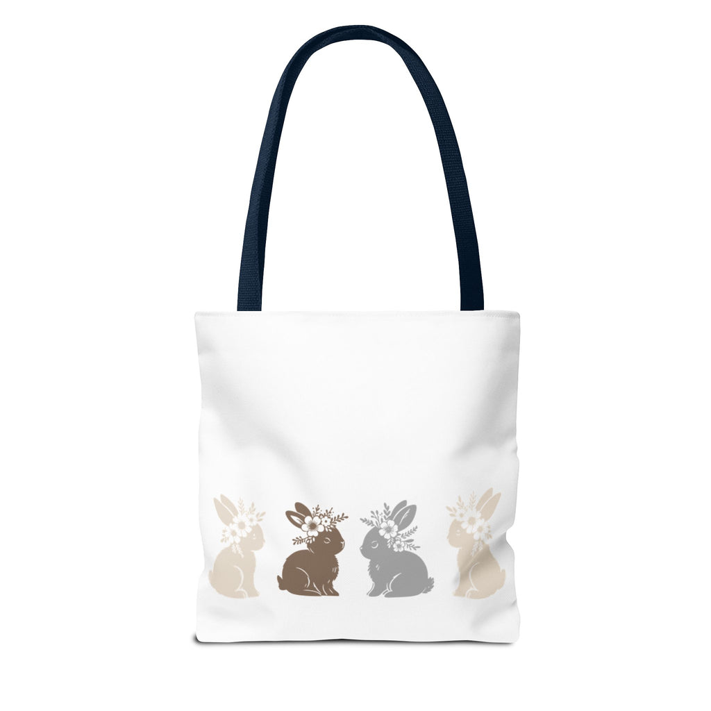 Charming Floral Bunny Tote Bag — Eco-Friendly Floral Bunny Shopping Tote Bag