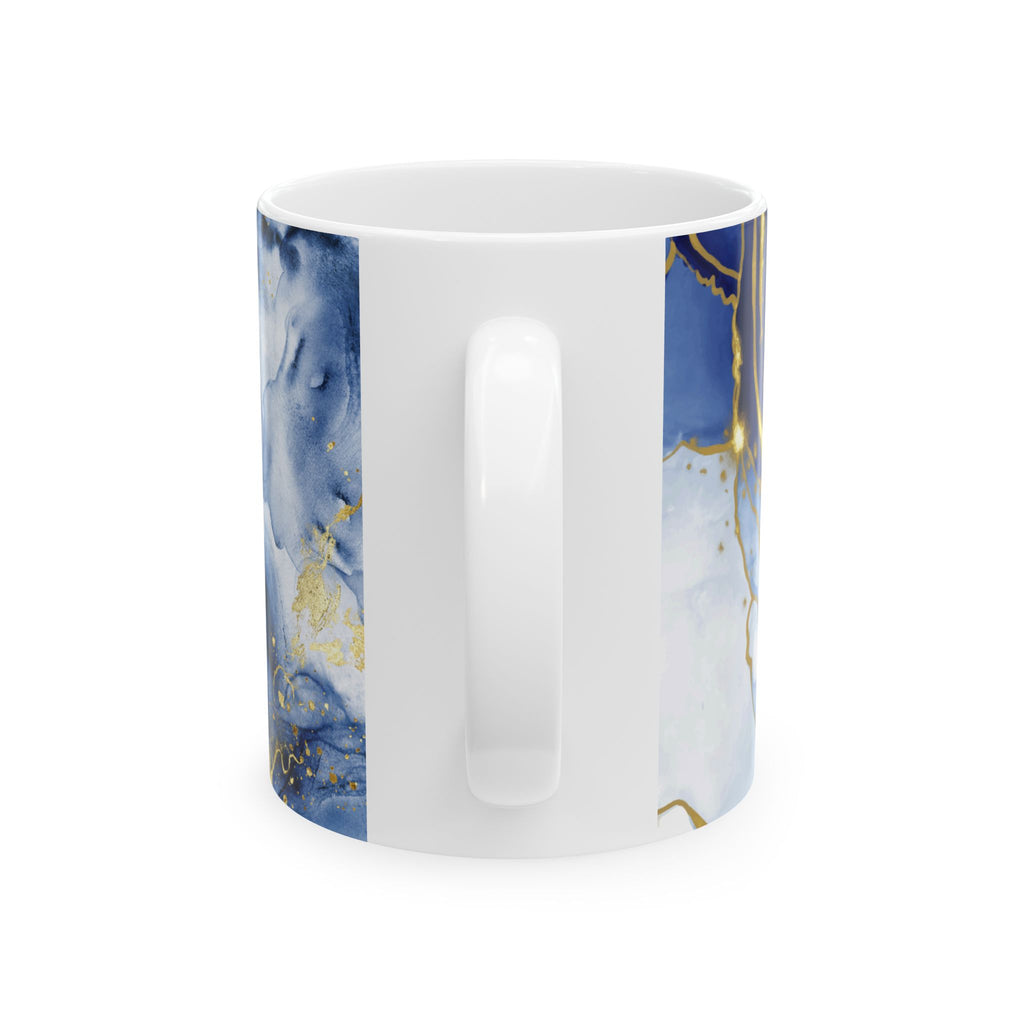 Floral Ceramic Mug Blue & Gold