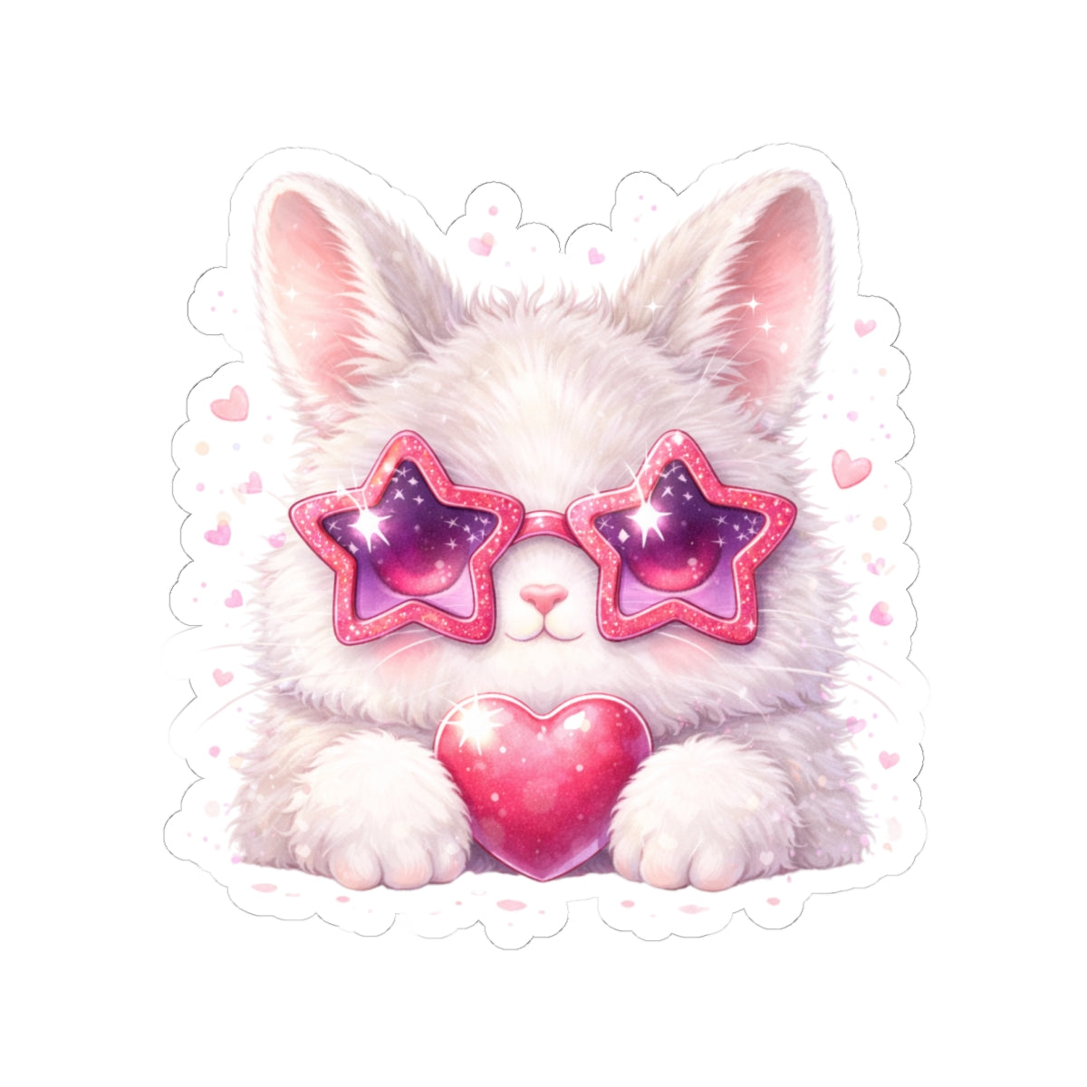 Adorable Bunny Kiss-Cut Sticker for Laptops, Water Bottles & Journals