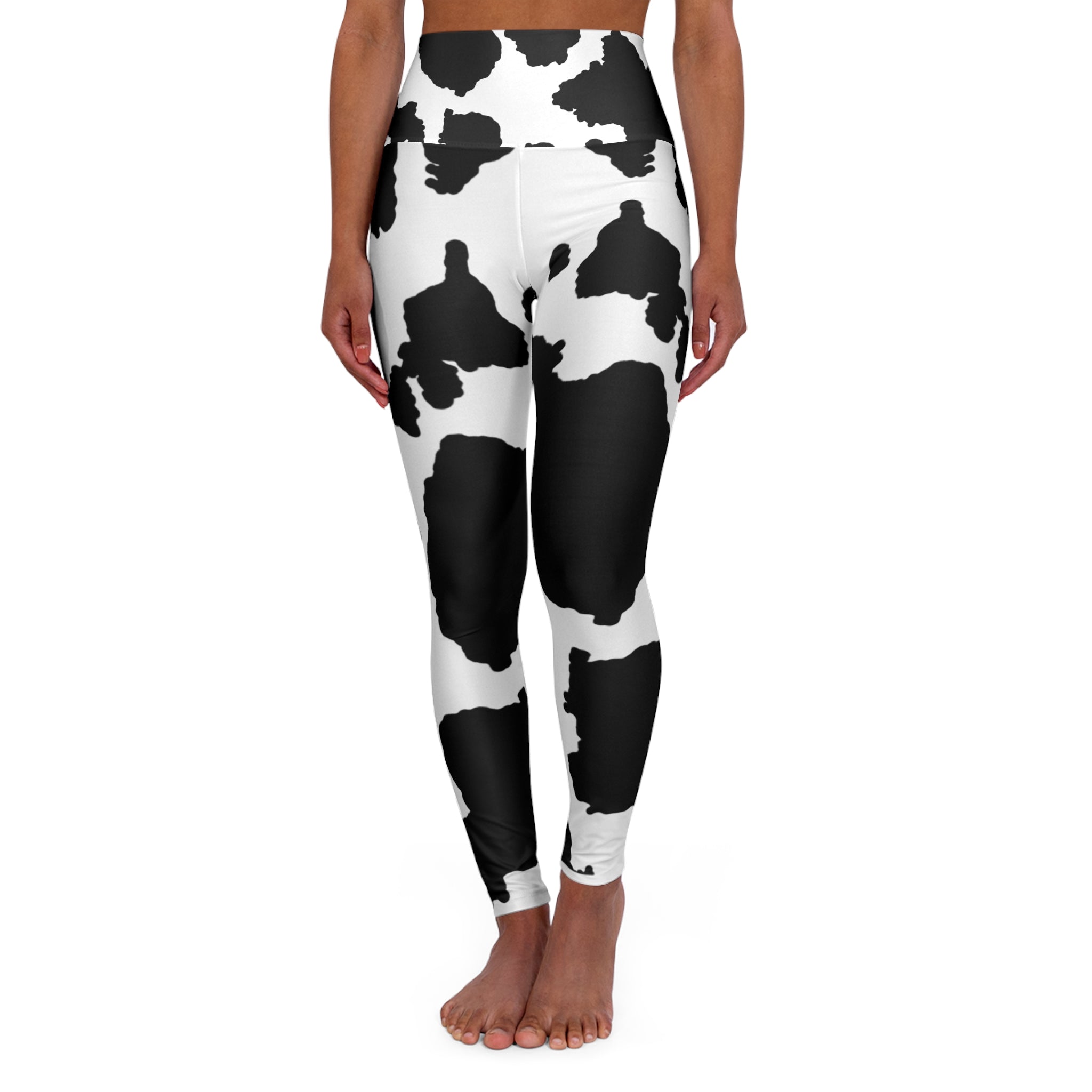 High Waisted Black and White Yoga Leggings (AOP)