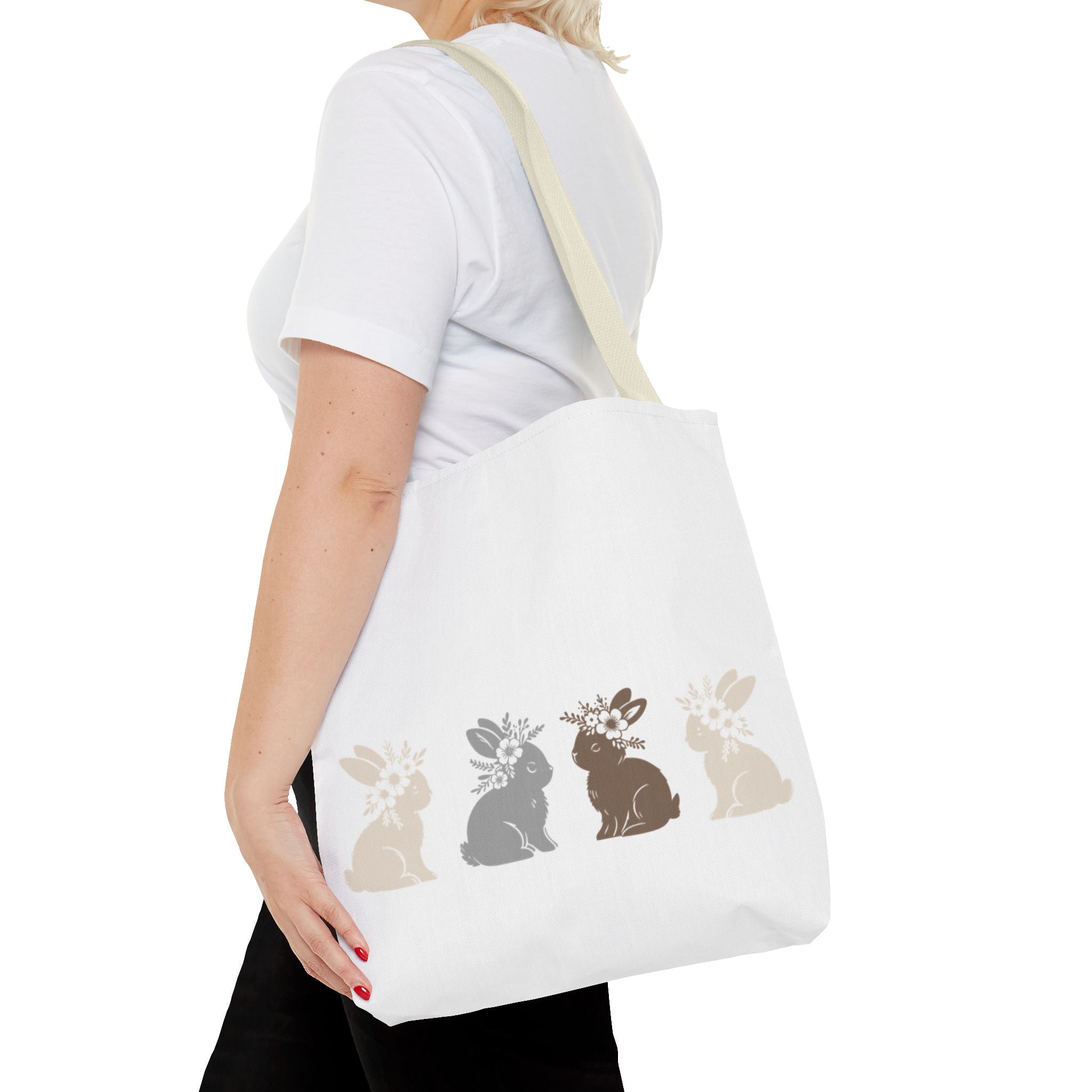 Charming Floral Bunny Tote Bag — Eco-Friendly Floral Bunny Shopping Tote Bag
