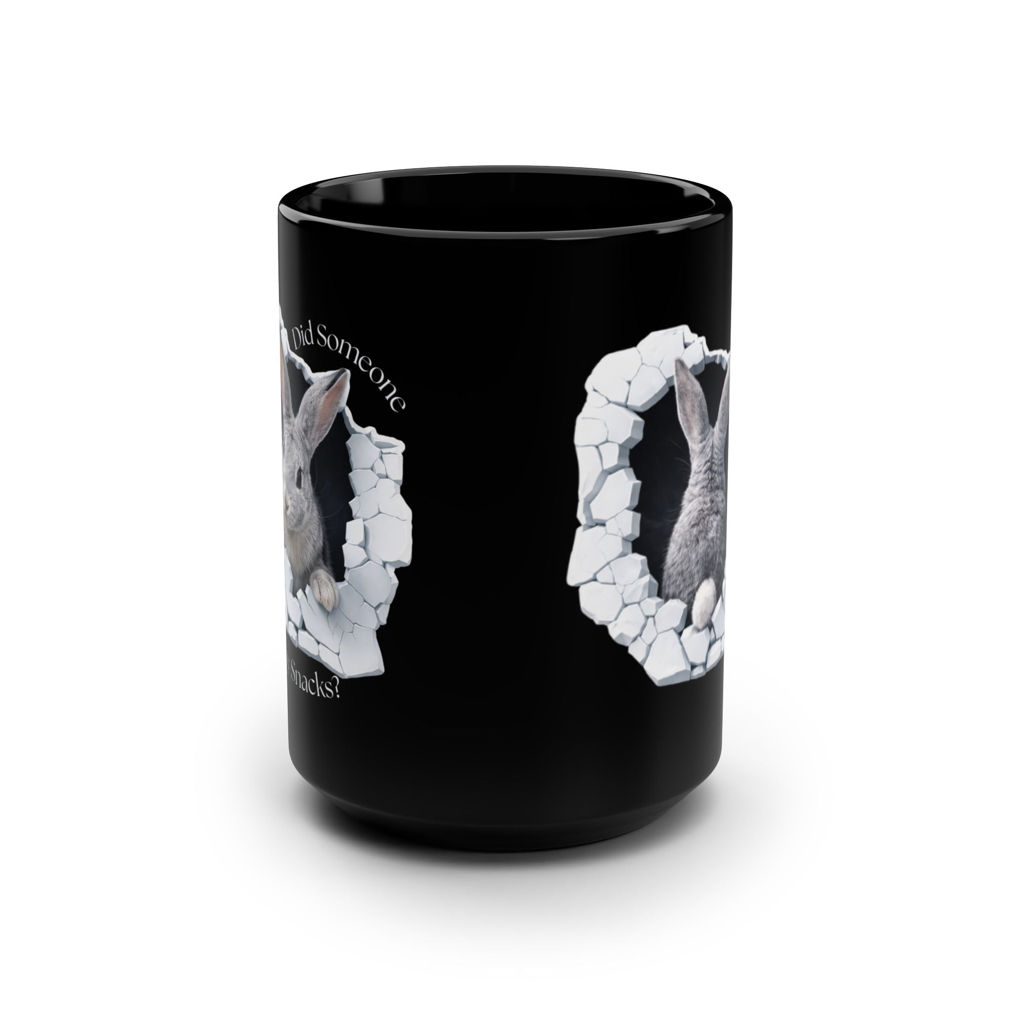 Bunny design 15oz Black Ceramic Mug