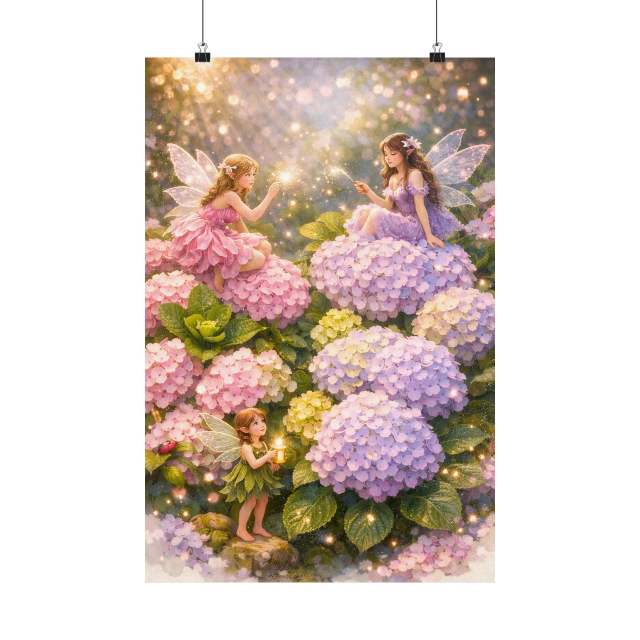 Fairy Hydrangea Flower Matte Vertical Poster
