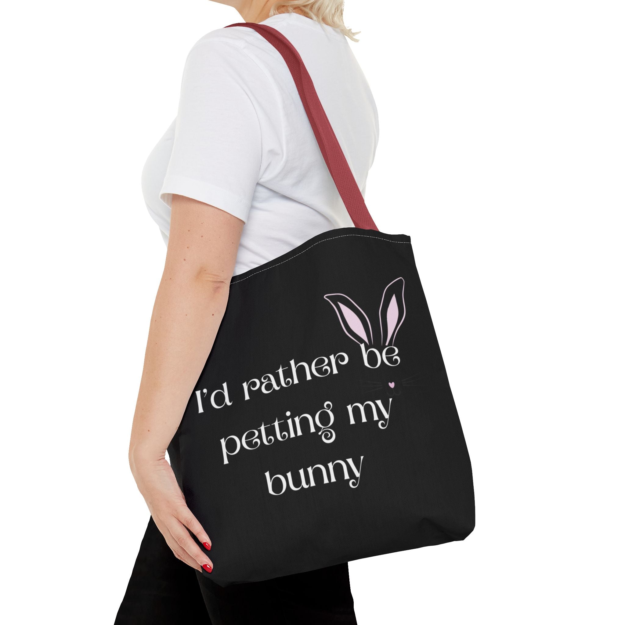I'd Rather Be Petting My Bunny Tote Bag — Cute Bunny Canvas Tote