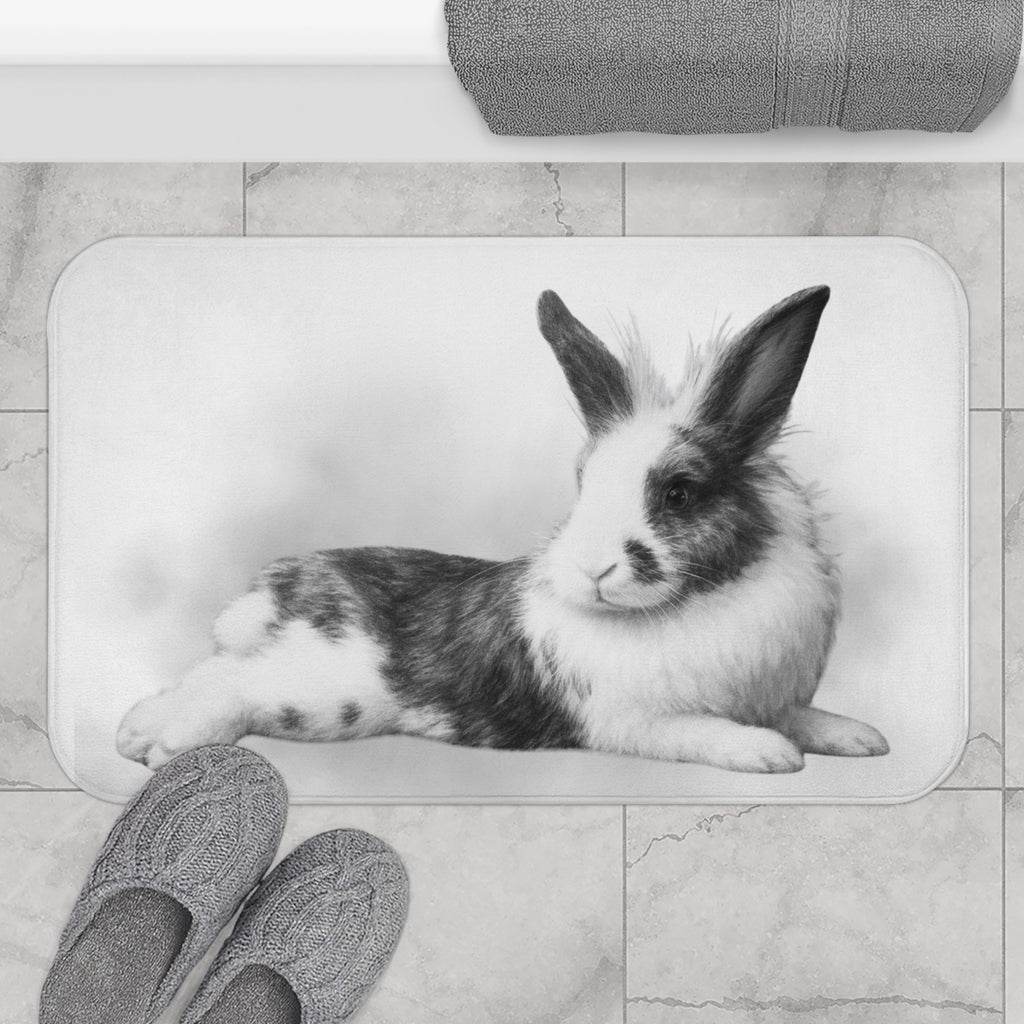 Vintage Black & White Bunny Bath Mat