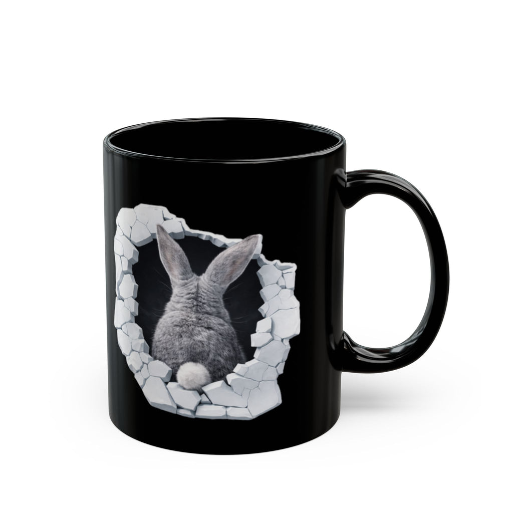 Bunny Peek Black Coffee Mug — 11oz & 15oz