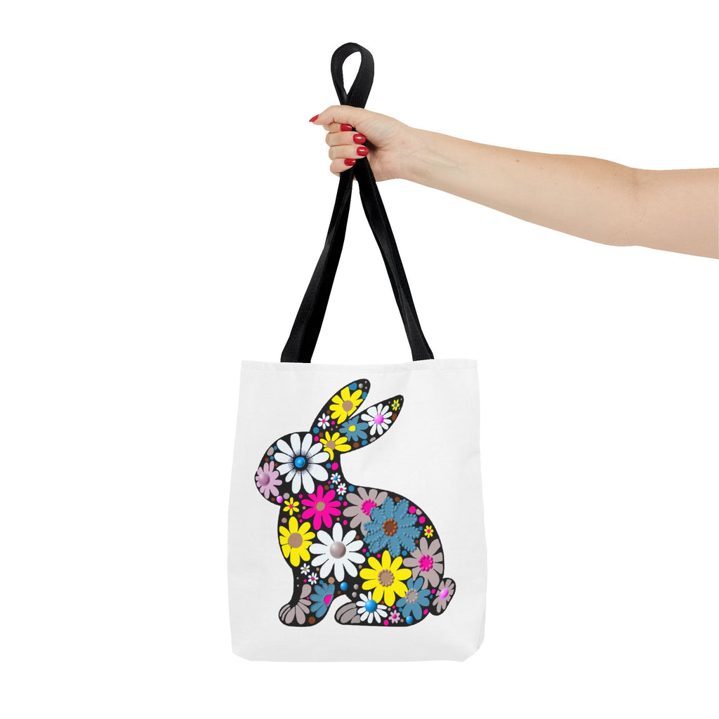 Floral Bunny Tote Bag — Eco-Friendly Spring Shopping Tote