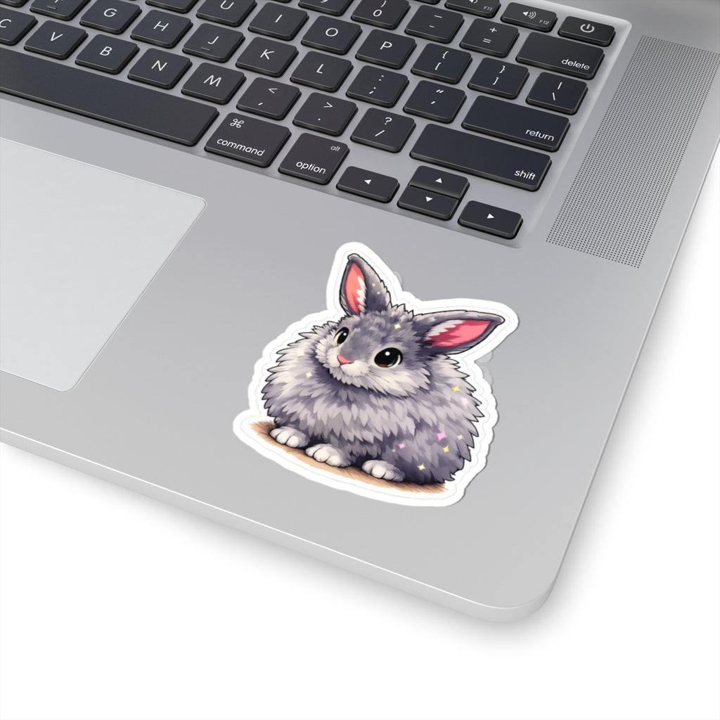 Fluffy Gray Bunny Kiss-Cut Sticker